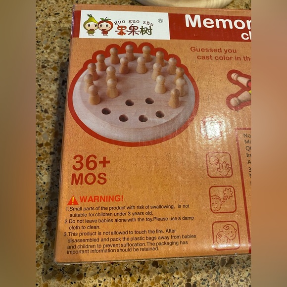 WOODEN COLOR MEMORY Chess MATCH PUZZLE BOARD TOY - Picture 13 of 16